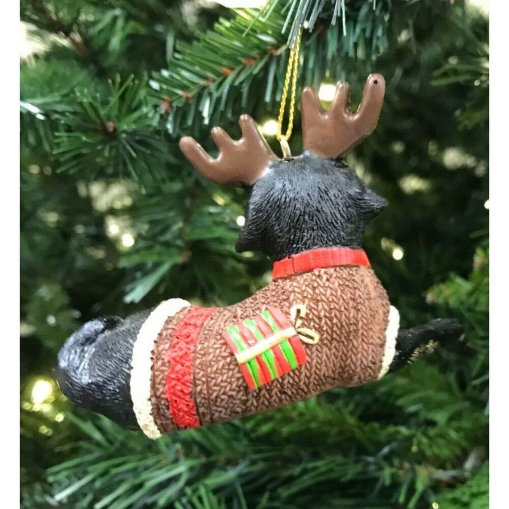 Black Labrador Dog Christmas Sweater Antlers Christmas Tree Ornament-NWT - Picture 3 of 5